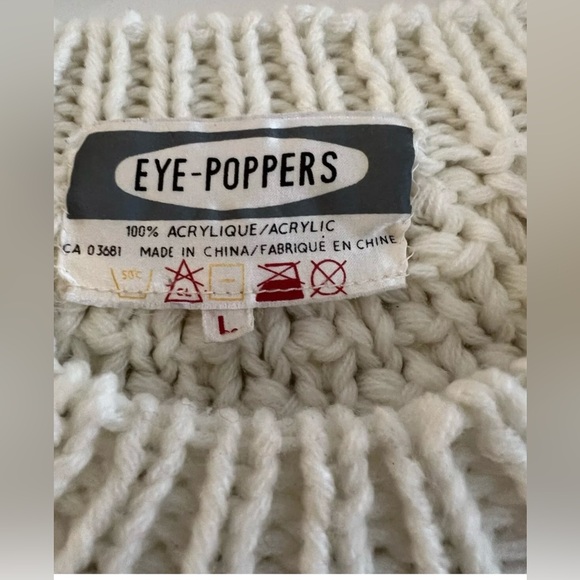 Vintage Eye-poppers Ivory Sweater Size Large cable knit Beautiful! EUC - Picture 4 of 5